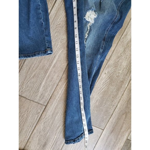 Torrid Women's Demin Medium Wash Distressed Overalls Size 16 - Picture 4 of 7